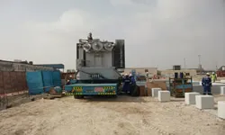 August 16, 2012 - Positioning of 132/11 kV 40MVA Power Transformer coming from Yas Island Site. — TRANSCO(2011) Contract No. N-11777(COMPLETED)