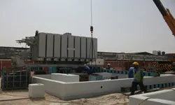 August 16, 2012 - Positioning of 132/11 kV 40MVA Power Transformer coming from Yas Island Site. — TRANSCO(2011) Contract No. N-11777(COMPLETED)