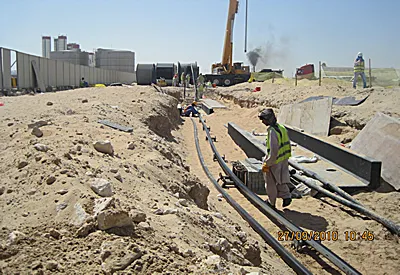 September 27, 2010 - Cable pulling at Span 06 inside green area at Yas Island — SUDKABEL – Project- N-6526 – Yas Island