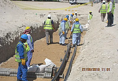September 27, 2010 - Cable pulling at Span 06 inside green area at Yas Island — SUDKABEL – Project- N-6526 – Yas Island