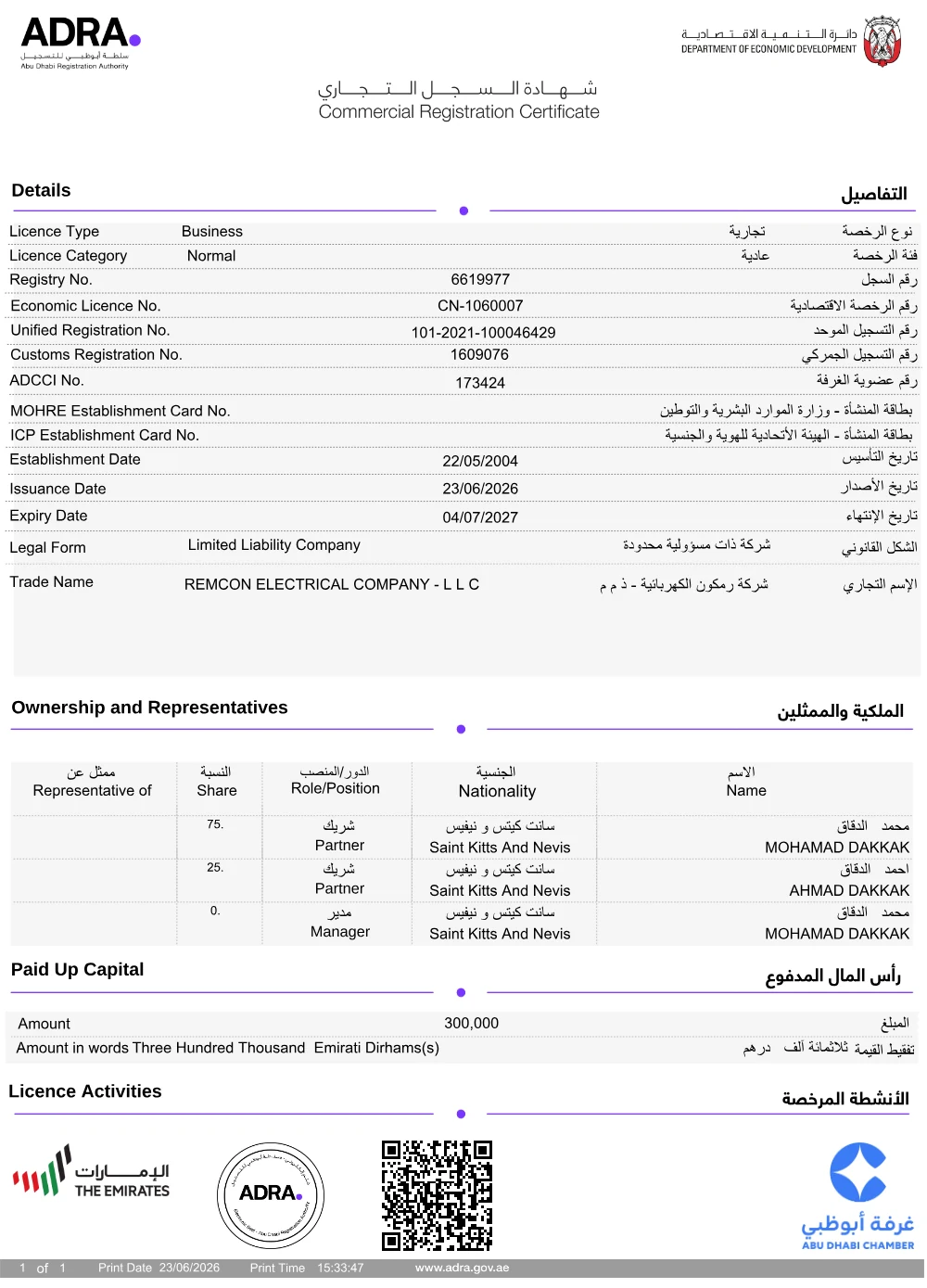 Abu Dhabi Commercial Licence
