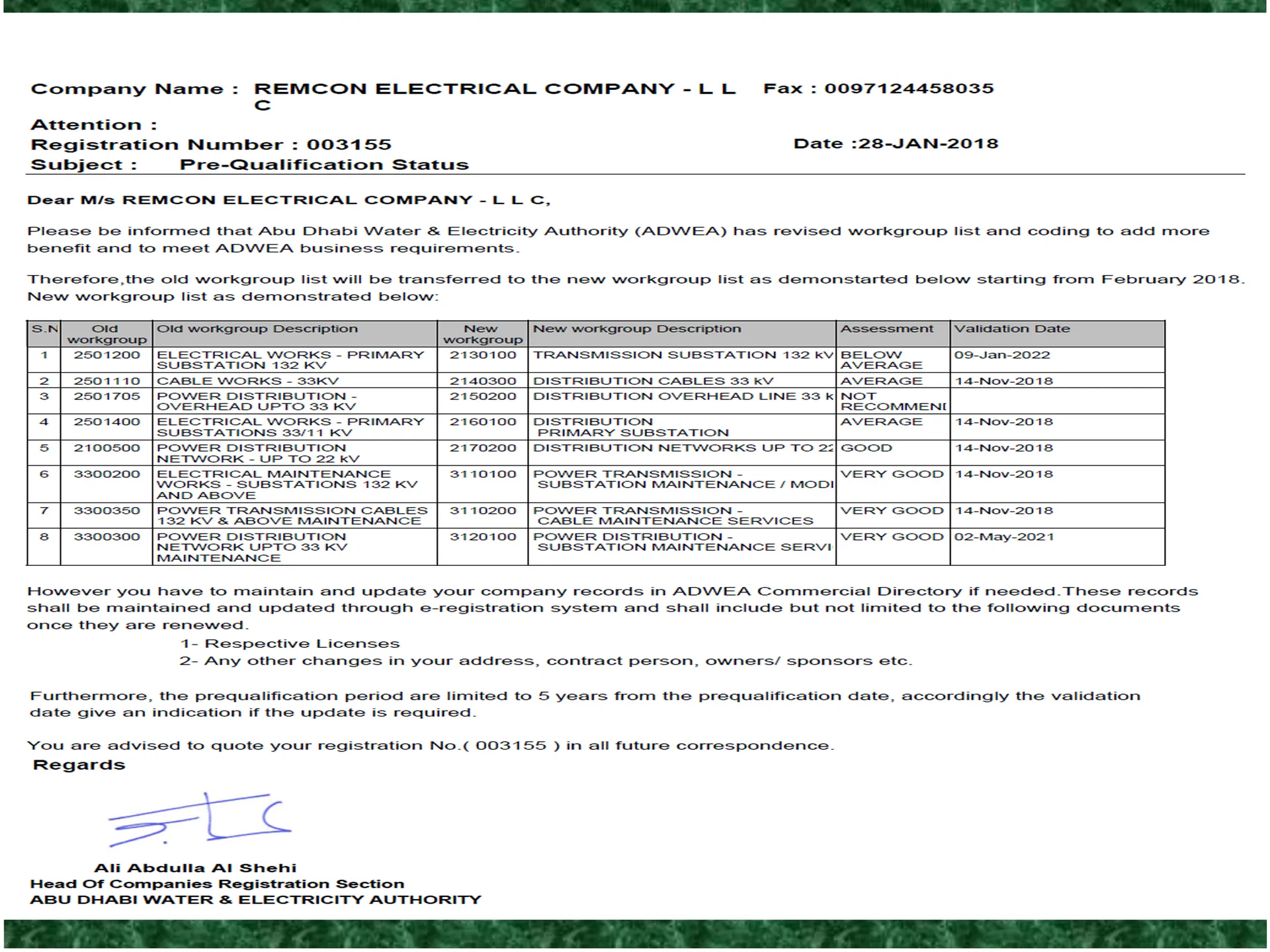 Approval from Utilities