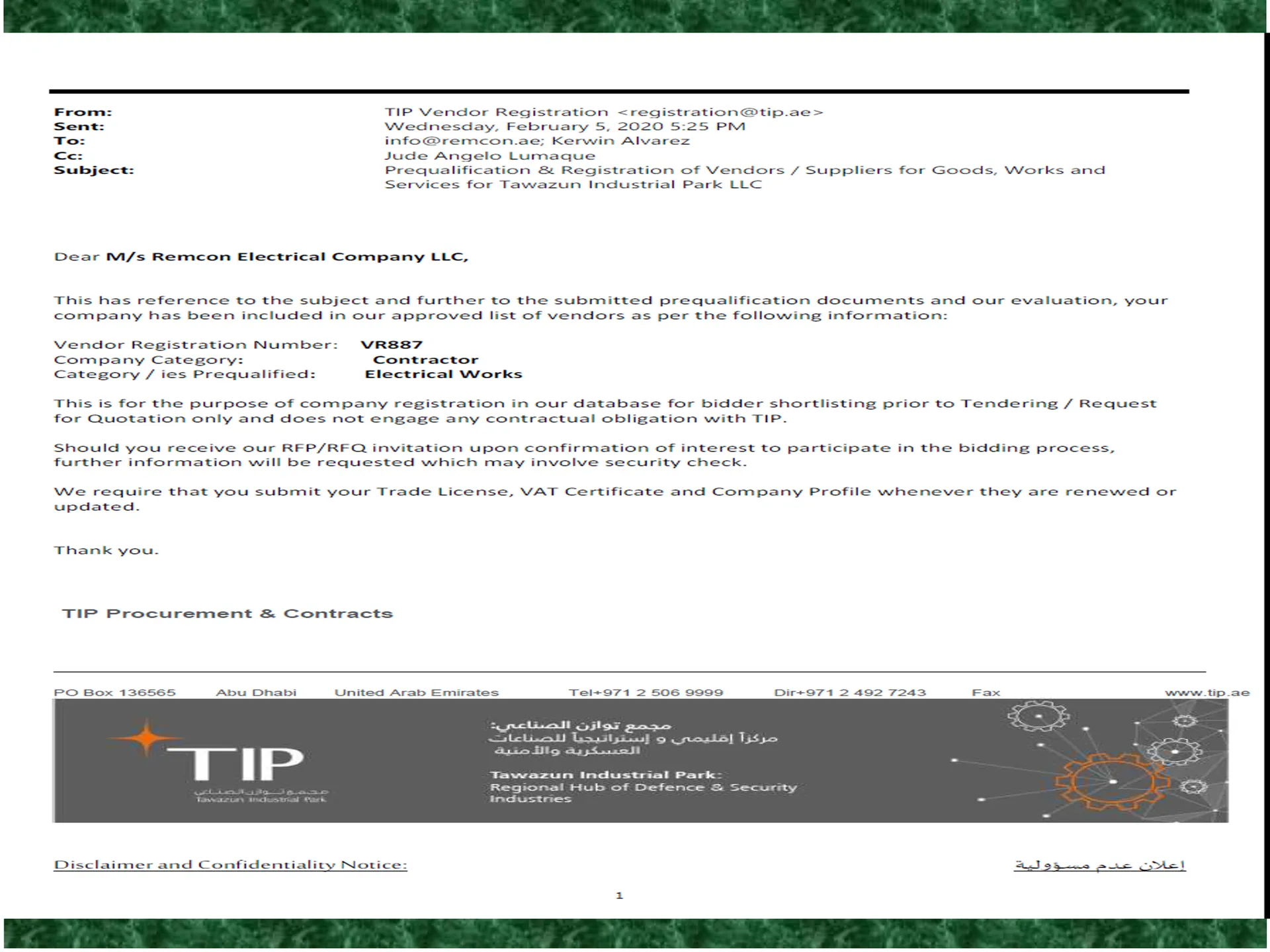 Approval from Utilities